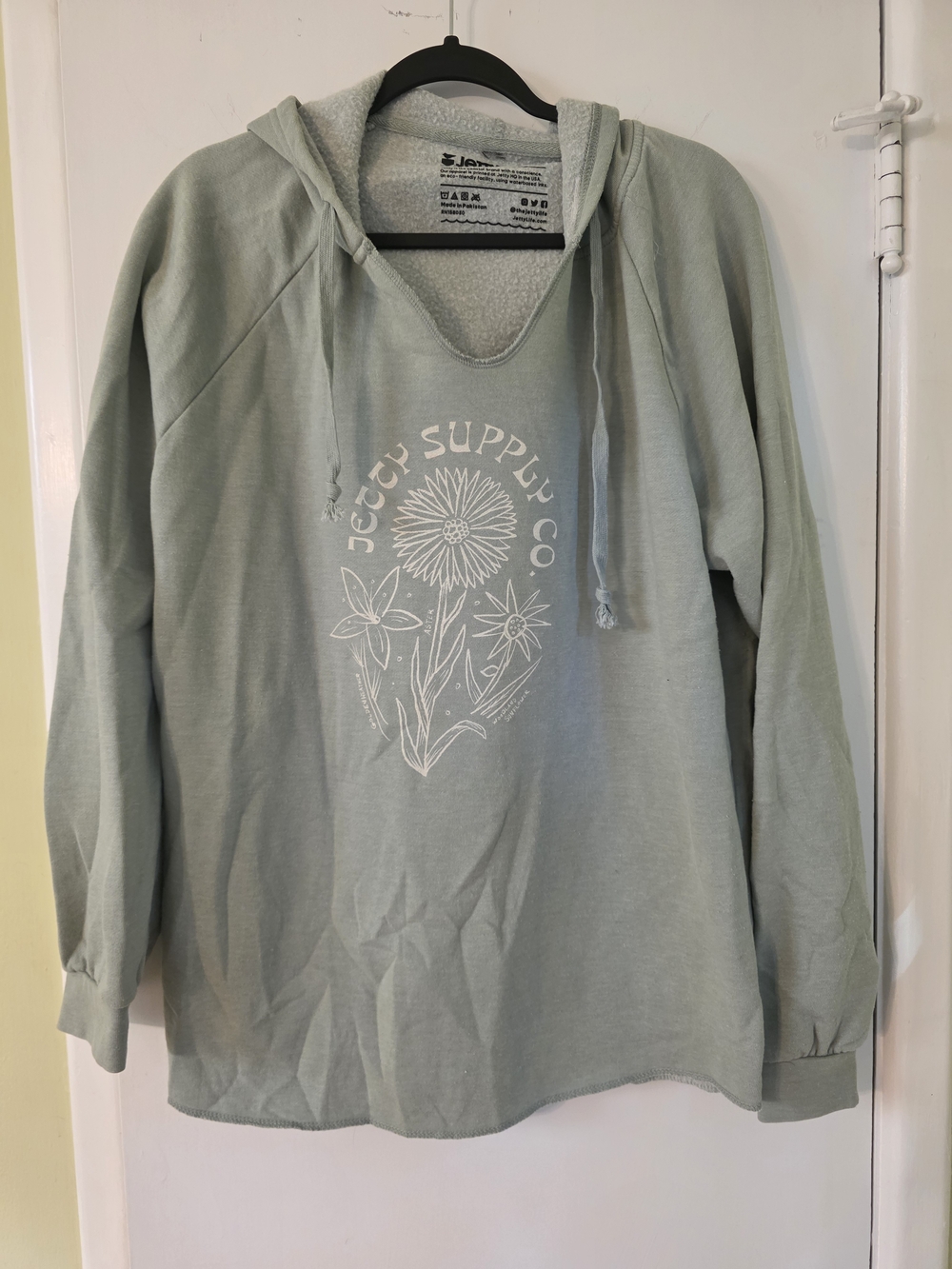Jetty Surf Co Sage Green Floral Graphic Hooded Sweatshirt XXL